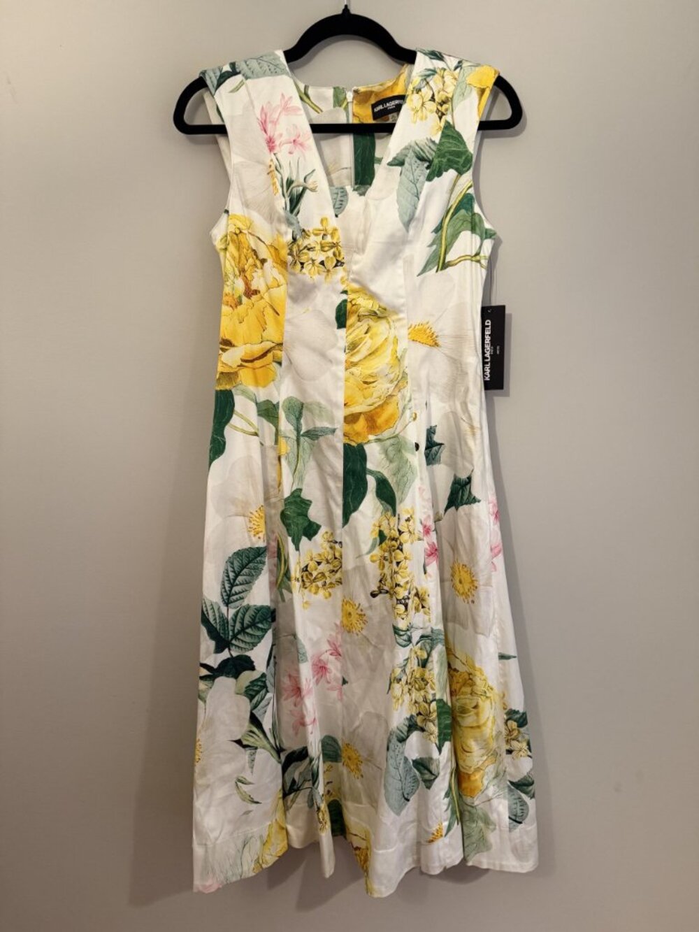 NWT Karl Lagerfeld Paris Petite Allover White Floral Midi Dress Size 6 P [jb] - Picture 6 of 9